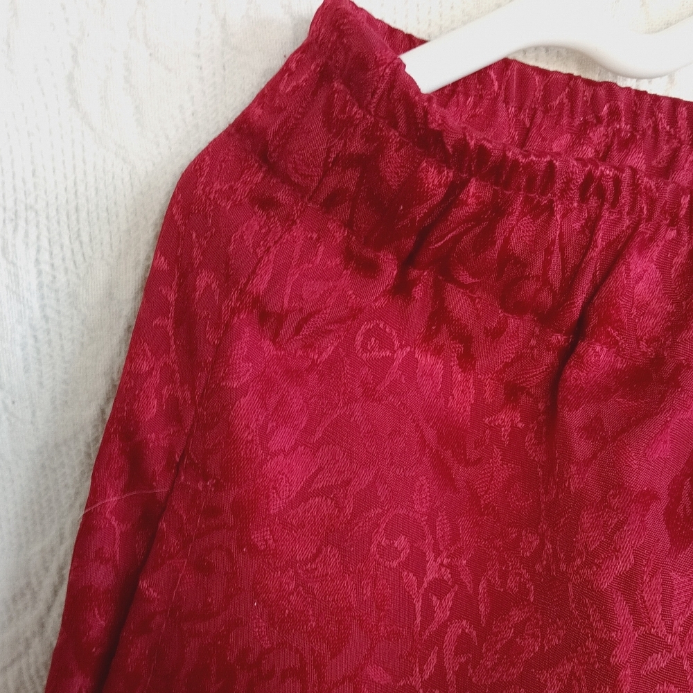 Kathie Lee Red Floral Satin Maxi Slip Skirt - Picture 5 of 12